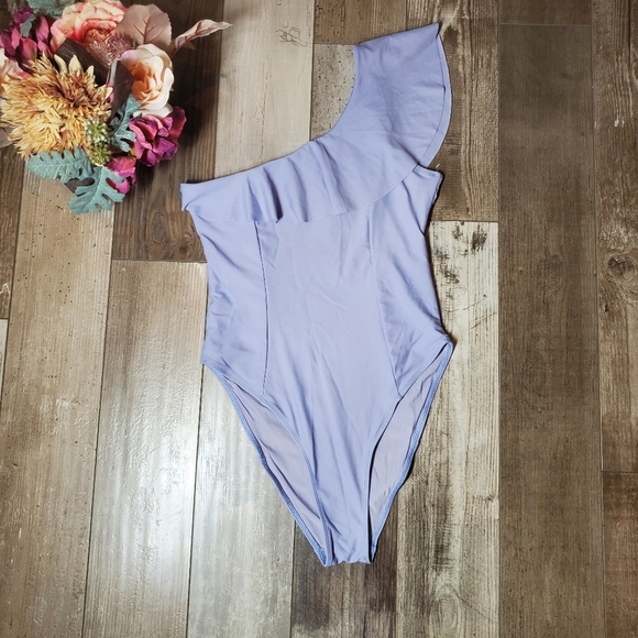 NWT Double Zero Women's Lavender Purple One Shoulder One Piece Bathing Suit - Picture 11 of 12